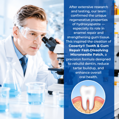 Ceoerty® tooth and gum patch with nanoscale microneedle delivery